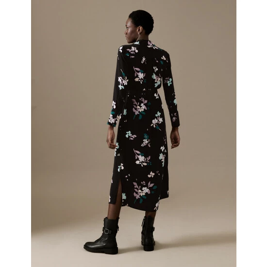 Autograph Cupro Rich Floral Midaxi Shirt Dress Women Black Mix 6 Autograph Cupro Rich Floral Midaxi Shirt Dress Women Black Mix - Image 6