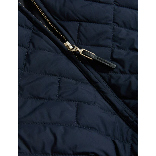 Autograph Quilted Hooded Belted Longline Raincoat Women Navy 6 Autograph Quilted Hooded Belted Longline Raincoat Women Navy - Image 6