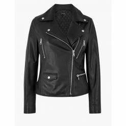Autograph Leather Biker Jacket Women Black