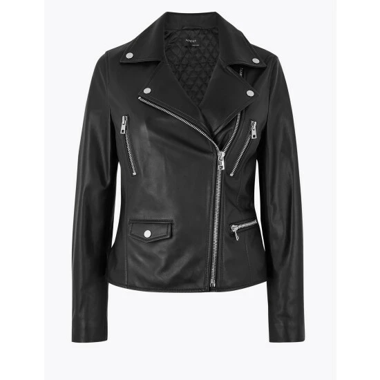 Autograph Leather Biker Jacket Women Black 1 Autograph Leather Biker Jacket Women Black