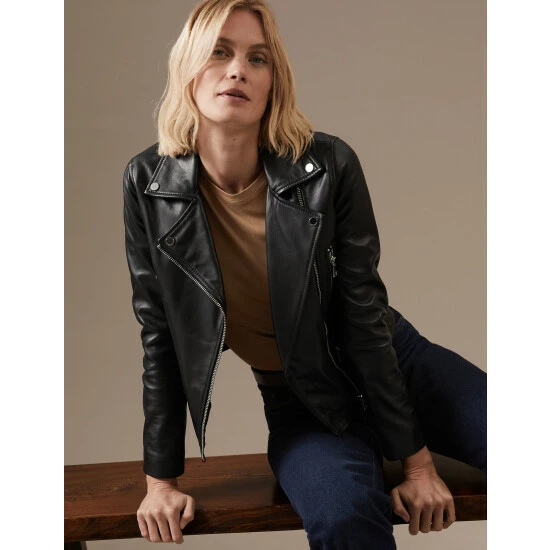 Autograph Leather Biker Jacket Women Black 2 Autograph Leather Biker Jacket Women Black - Image 2