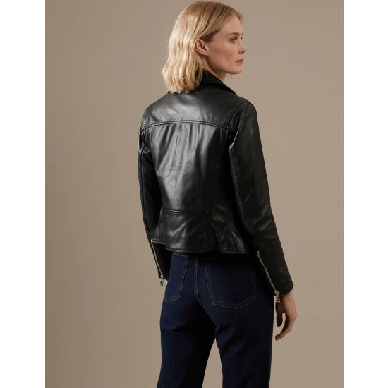 Autograph Leather Biker Jacket Women Black 5 Autograph Leather Biker Jacket Women Black - Image 5