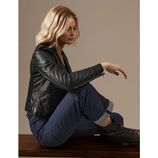 Autograph Leather Biker Jacket Women Black 6 Autograph Leather Biker Jacket Women Black - Image 6