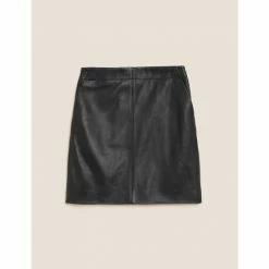 Autograph Leather Mini A-Line Skirt Women Black