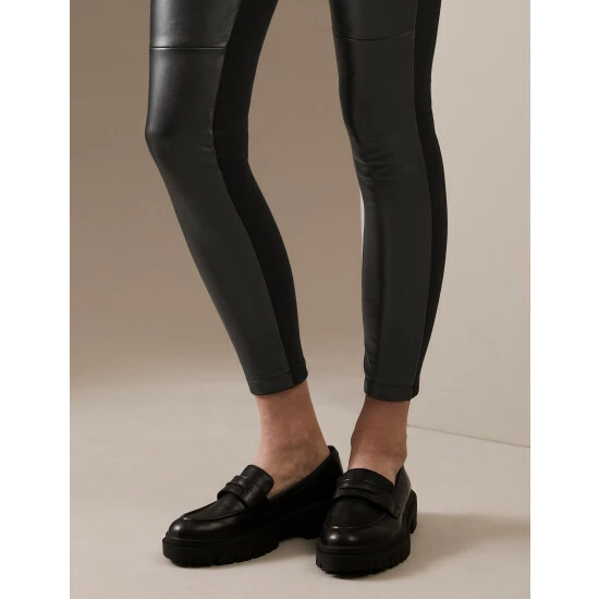 Autograph Leather Front Ponte Leggings Women Black 4 Autograph Leather Front Ponte Leggings Women Black - Image 4