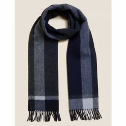 Autograph Pure Wool Colour Block Scarf Men Navy Mix -autograph Shop unnamed file 2423