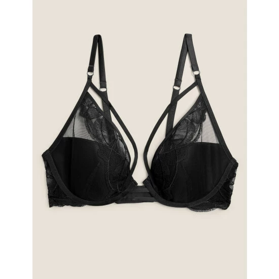 Autograph Calvi Embroidery Wired Plunge Bra A-E Lingerie Cherry Red 1 Autograph Calvi Embroidery Wired Plunge Bra A-E Lingerie Cherry Red