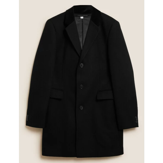 Autograph Wool Rich Coat With Velvet Collar Men Black 1 Autograph Wool Rich Coat With Velvet Collar Men Black