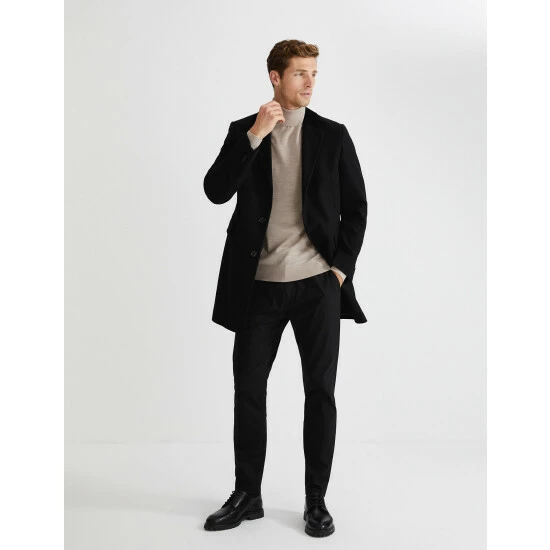 Autograph Wool Rich Coat With Velvet Collar Men Black 3 Autograph Wool Rich Coat With Velvet Collar Men Black - Image 3