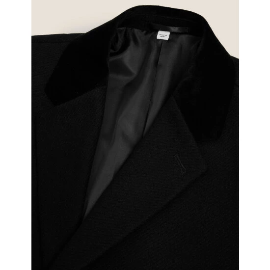 Autograph Wool Rich Coat With Velvet Collar Men Black 4 Autograph Wool Rich Coat With Velvet Collar Men Black - Image 4