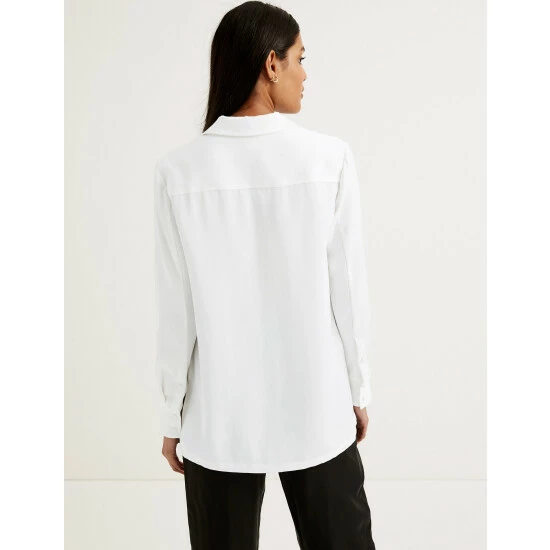 Autograph Pure Tencel™ Collared Long Sleeve Shirt Women Ivory 2 Autograph Pure Tencel™ Collared Long Sleeve Shirt Women Ivory - Image 2