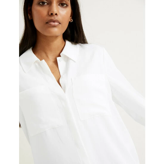 Autograph Pure Tencel™ Collared Long Sleeve Shirt Women Ivory 4 Autograph Pure Tencel™ Collared Long Sleeve Shirt Women Ivory - Image 4