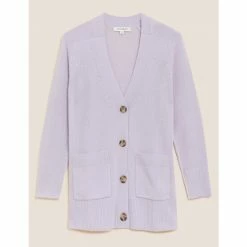 Autograph Merino Wool Rich V-Neck Cardigan Women Pale Lilac