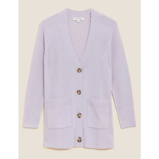 Autograph Merino Wool Rich V-Neck Cardigan Women Pale Lilac 1 Autograph Merino Wool Rich V-Neck Cardigan Women Pale Lilac
