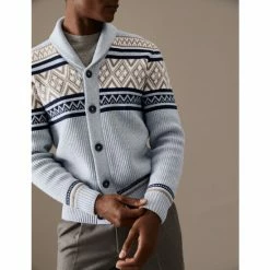 M&S Collection Cotton Blend Fair Isle Cardigan Men Grey Mix 8 M&S Collection Cotton Blend Fair Isle Cardigan Men Grey Mix -autograph Shop unnamed file 2451
