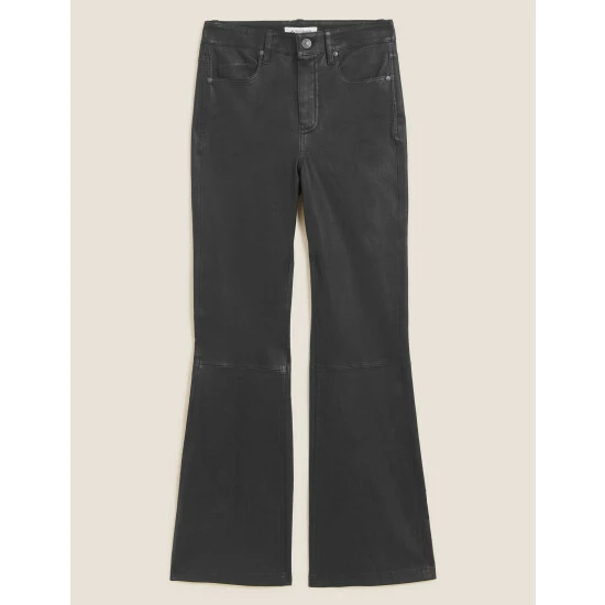 Autograph Leather Slim Fit Flare Trousers Women Black 1 Autograph Leather Slim Fit Flare Trousers Women Black