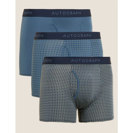 Autograph 3pk Assorted Pattern Trunks Men Air Force Blue 1 Autograph 3pk Assorted Pattern Trunks Men Air Force Blue