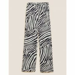 Autograph Animal Print Wide Leg Trousers Women Black Mix