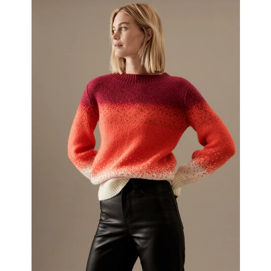 Autograph Colour Block Longline Jumper With Wool Women Raspberry Mix 8 Autograph Colour Block Longline Jumper With Wool Women Raspberry Mix - Image 8