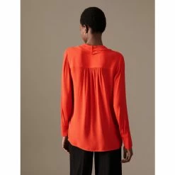 Autograph Pleated V-Neck Long Sleeve Blouse Women Chambray -autograph Shop unnamed file 2550