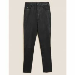 Autograph Leather High Waisted Skinny Jeans Women Black