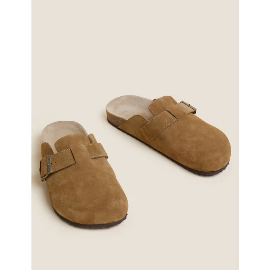 Autograph Suede Buckle Mule Slippers With Freshfeet™ Men Tan 1 Autograph Suede Buckle Mule Slippers With Freshfeet™ Men Tan