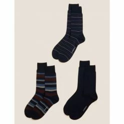 Autograph 3pk Striped Modal Pima Cotton Socks Men Multi
