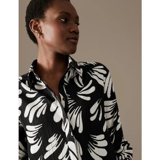 Autograph Jersey Plisse Printed Shirt Women Black/black 4 Autograph Jersey Plisse Printed Shirt Women Black/black - Image 4