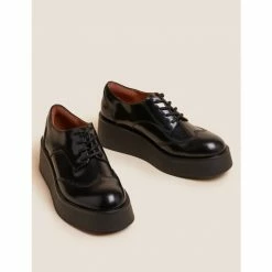 Autograph Leather Lace Up Flatform Brogues Women Cream