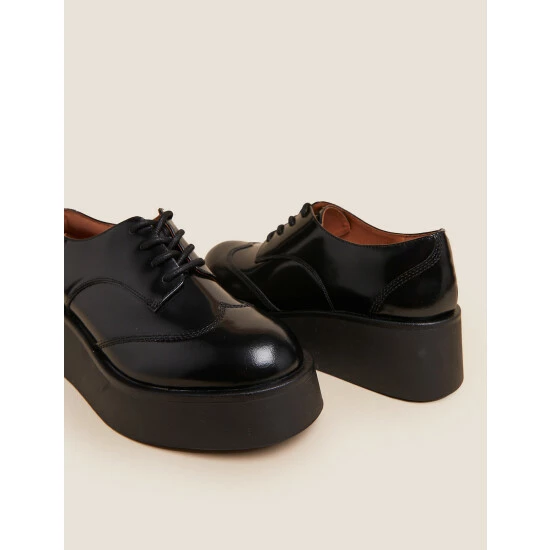 Autograph Leather Lace Up Flatform Brogues Women Cream 2 Autograph Leather Lace Up Flatform Brogues Women Cream - Image 2