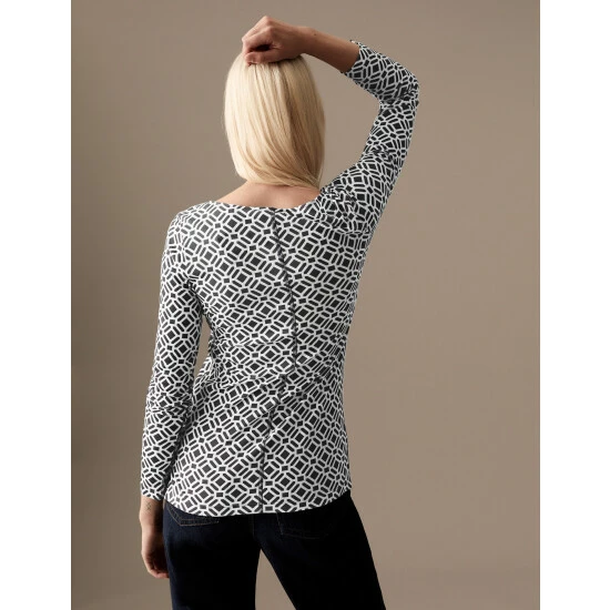 Autograph Pure Tencel™ Printed Round Neck Top Women Navy Mix 5 Autograph Pure Tencel™ Printed Round Neck Top Women Navy Mix - Image 5