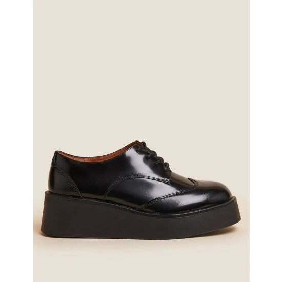 Autograph Leather Lace Up Flatform Brogues Women Cream 3 Autograph Leather Lace Up Flatform Brogues Women Cream - Image 3