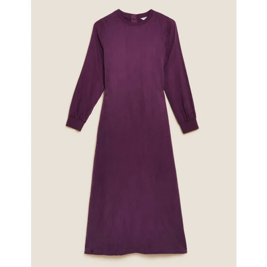 Autograph Cupro Rich Round Neck Midaxi Waisted Dress Women Deep Mauve 1 Autograph Cupro Rich Round Neck Midaxi Waisted Dress Women Deep Mauve