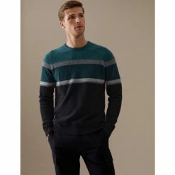 Autograph Pure Cashmere Striped Crew Neck Jumper Men Black Mix -autograph Shop unnamed file 2791