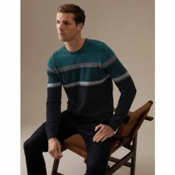 Autograph Pure Cashmere Striped Crew Neck Jumper Men Black Mix -autograph Shop unnamed file 2794