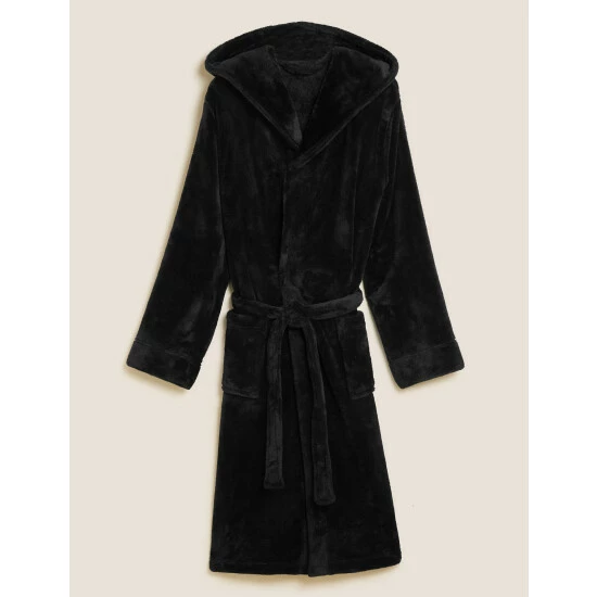 Autograph Fleece Supersoft Dressing Gown Men Black 1 Autograph Fleece Supersoft Dressing Gown Men Black