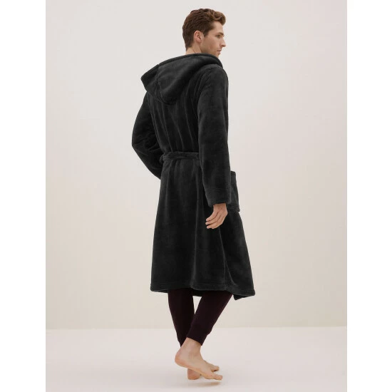 Autograph Fleece Supersoft Dressing Gown Men Black 2 Autograph Fleece Supersoft Dressing Gown Men Black - Image 2