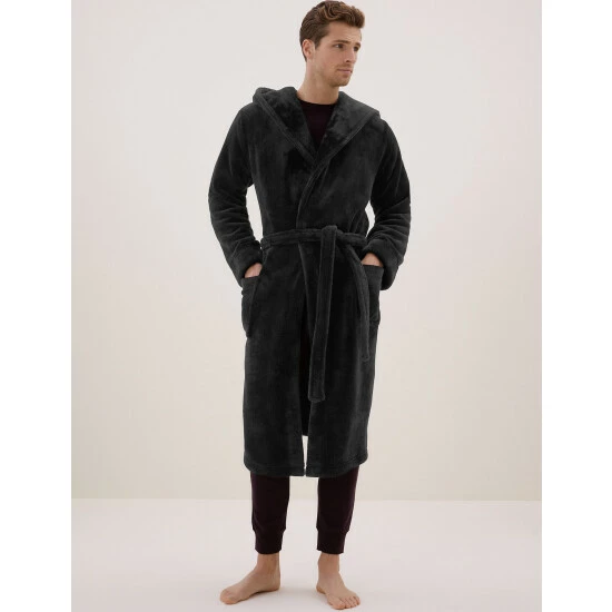 Autograph Fleece Supersoft Dressing Gown Men Black 5 Autograph Fleece Supersoft Dressing Gown Men Black - Image 5