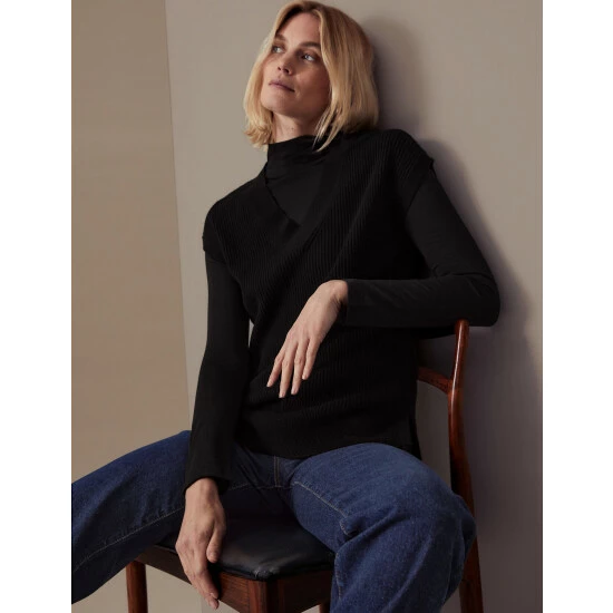 Autograph Pure Cashmere Ribbed Relaxed Knitted Vest Women Black 7 Autograph Pure Cashmere Ribbed Relaxed Knitted Vest Women Black - Image 7