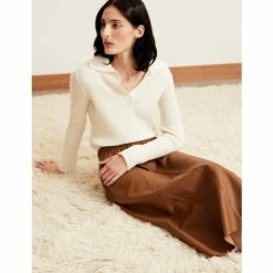 Autograph Leather Midaxi A-Line Skirt Women Cognac -autograph Shop unnamed file 2860