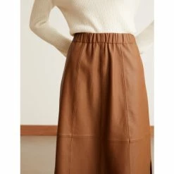 Autograph Leather Midaxi A-Line Skirt Women Cognac -autograph Shop unnamed file 2861