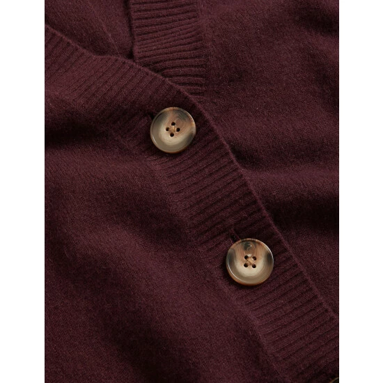 Autograph Pure Cashmere V-Neck Button Front Cardigan Women Dark Burgundy 4 Autograph Pure Cashmere V-Neck Button Front Cardigan Women Dark Burgundy - Image 4