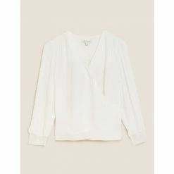 Autograph V-Neck Long Sleeve Wrap Top Women Ivory