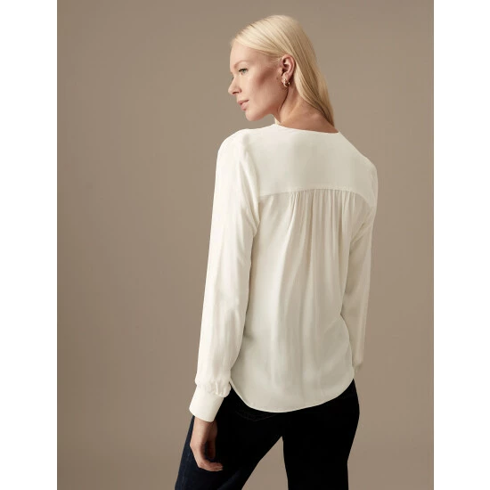 Autograph V-Neck Long Sleeve Wrap Top Women Ivory 5 Autograph V-Neck Long Sleeve Wrap Top Women Ivory - Image 5