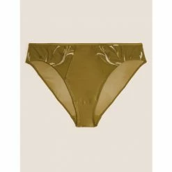 Autograph Amalfi Embroidery High Leg Knickers Lingerie Chartreuse