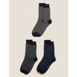 Autograph 3pk Assorted Modal Pima Cotton Socks Men Navy Mix