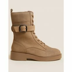 Autograph Suede Biker Buckle Lace Up Boots Women Taupe 6 Autograph Suede Biker Buckle Lace Up Boots Women Taupe -autograph Shop unnamed file 2945