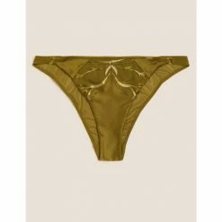 Autograph Amalfi Satin Embroidery Brazilian Knickers Lingerie Chartreuse
