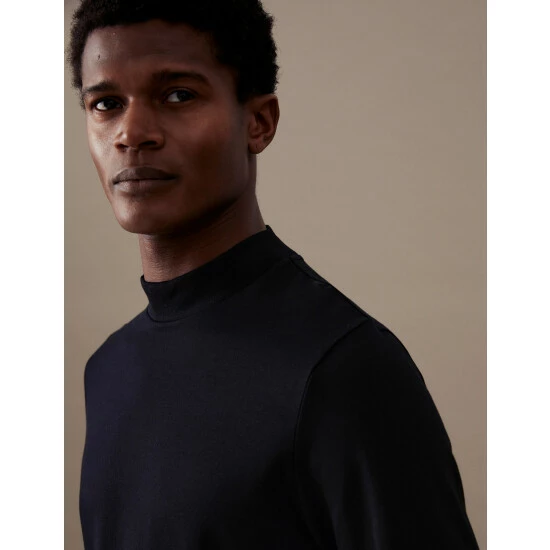 Autograph Cotton Rich Funnel Neck T-Shirt Men Black 2 Autograph Cotton Rich Funnel Neck T-Shirt Men Black - Image 2