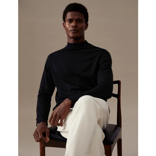 Autograph Cotton Rich Funnel Neck T-Shirt Men Black 6 Autograph Cotton Rich Funnel Neck T-Shirt Men Black - Image 6